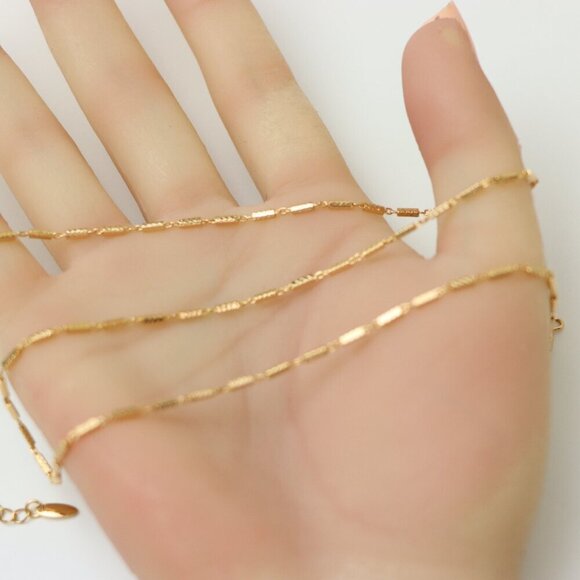 "Textured Rose Gold Chain Necklace, Elegant Shine, XPNL0182 - Picture 4 of 12